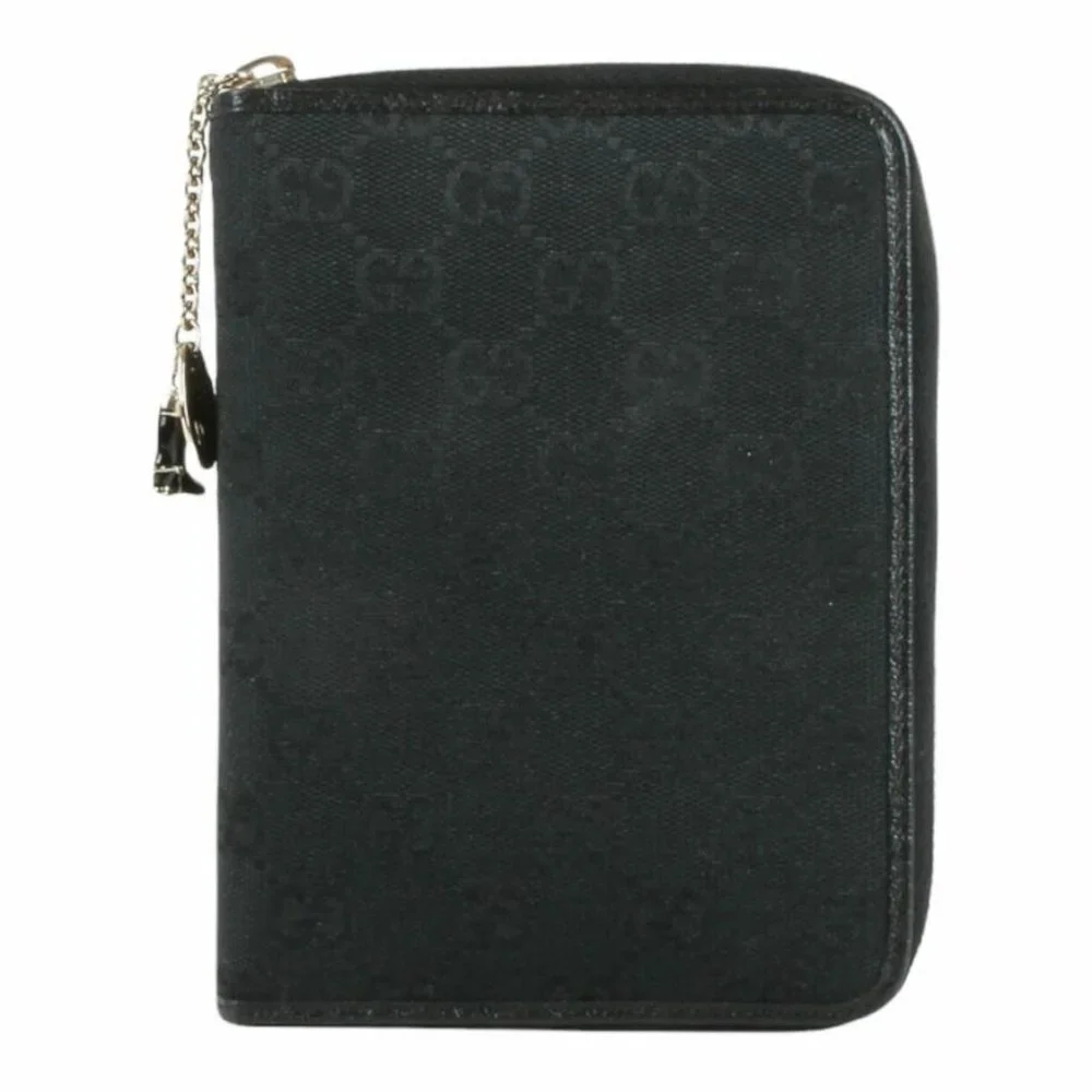 Gucci Web Black GG Logos Pattern Agenda Notebook Cover - Picture 1 of 8
